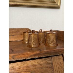 Vintage Will & Baumer Amber Glass Votive Candle Holder USA Set Of 4